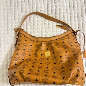 MCM Cognac Monogram Hobo Bag